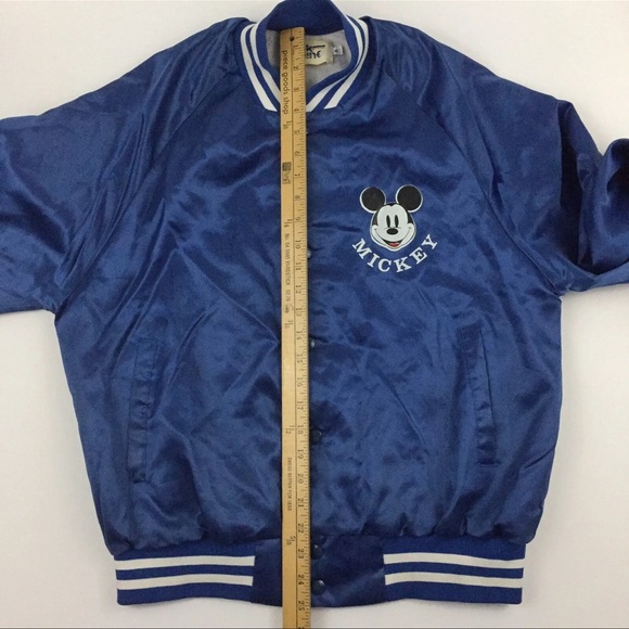 Vtg 80s Mickey Mouse Varsity Jacket Disney Nylon Satin Coaches USA Chalk Line M - Picture 8 of 13